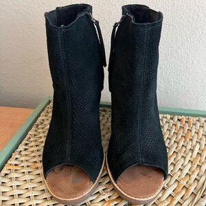 Tom’s Black Suede, Women's Peep-Toe Bootie